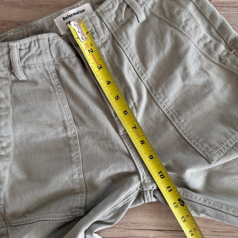 Reformation Jeans Sage Green Carpenter Cargo Pants High Rise Straight Women's 23 - Picture 5 of 8